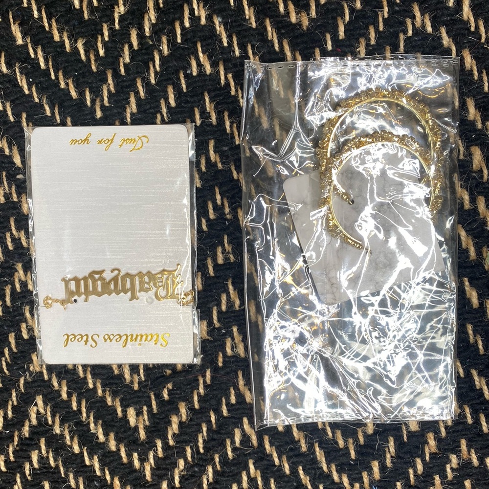 Good “baby girl” necklace & gold hoop earrings